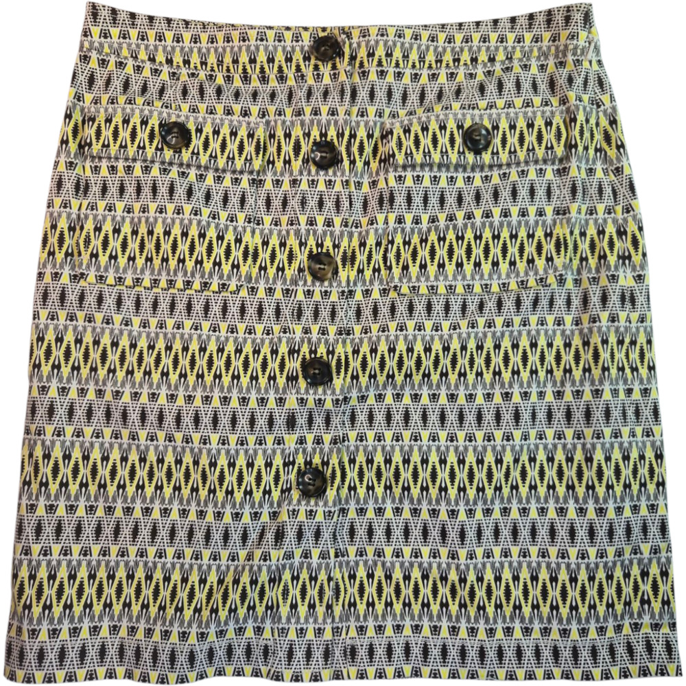 W by Worth Pencil Skirt Yellow 6 Button-Front Retro Geometric Diamond Size 0